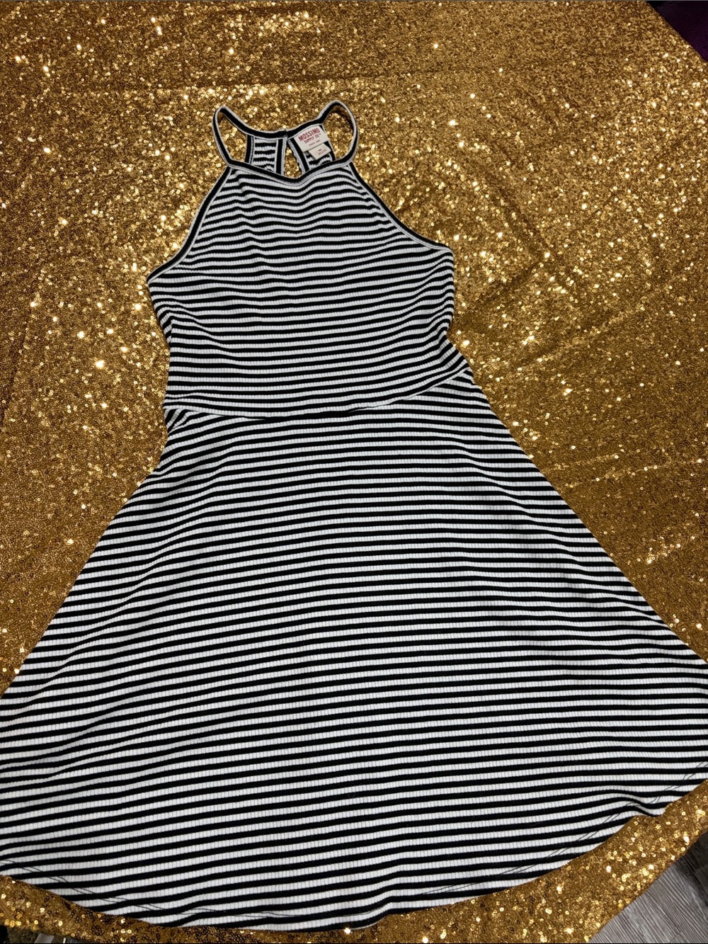 Mossimo Supply Co. Black & White Striped Halter Mini Dress